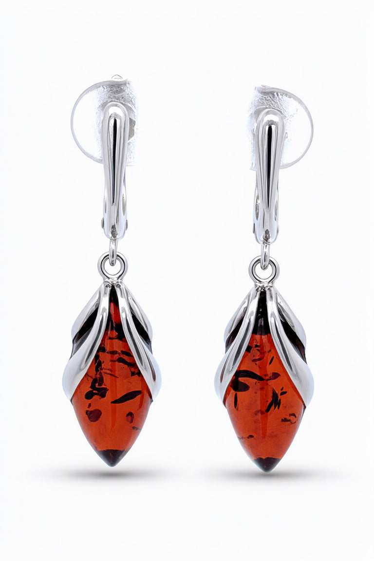 Marquise Cognac Amber Silver Earrings — DARVIN (Pre-Order)