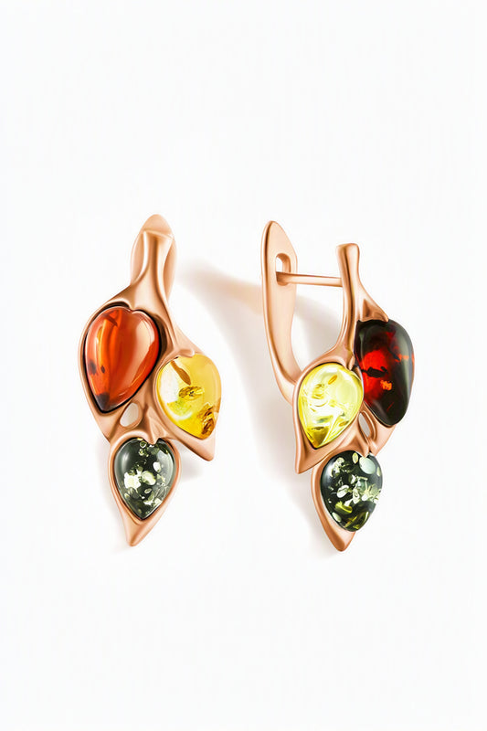 Teardrop Mixed Amber Silver Earrings — DARVIN (Pre-Order)