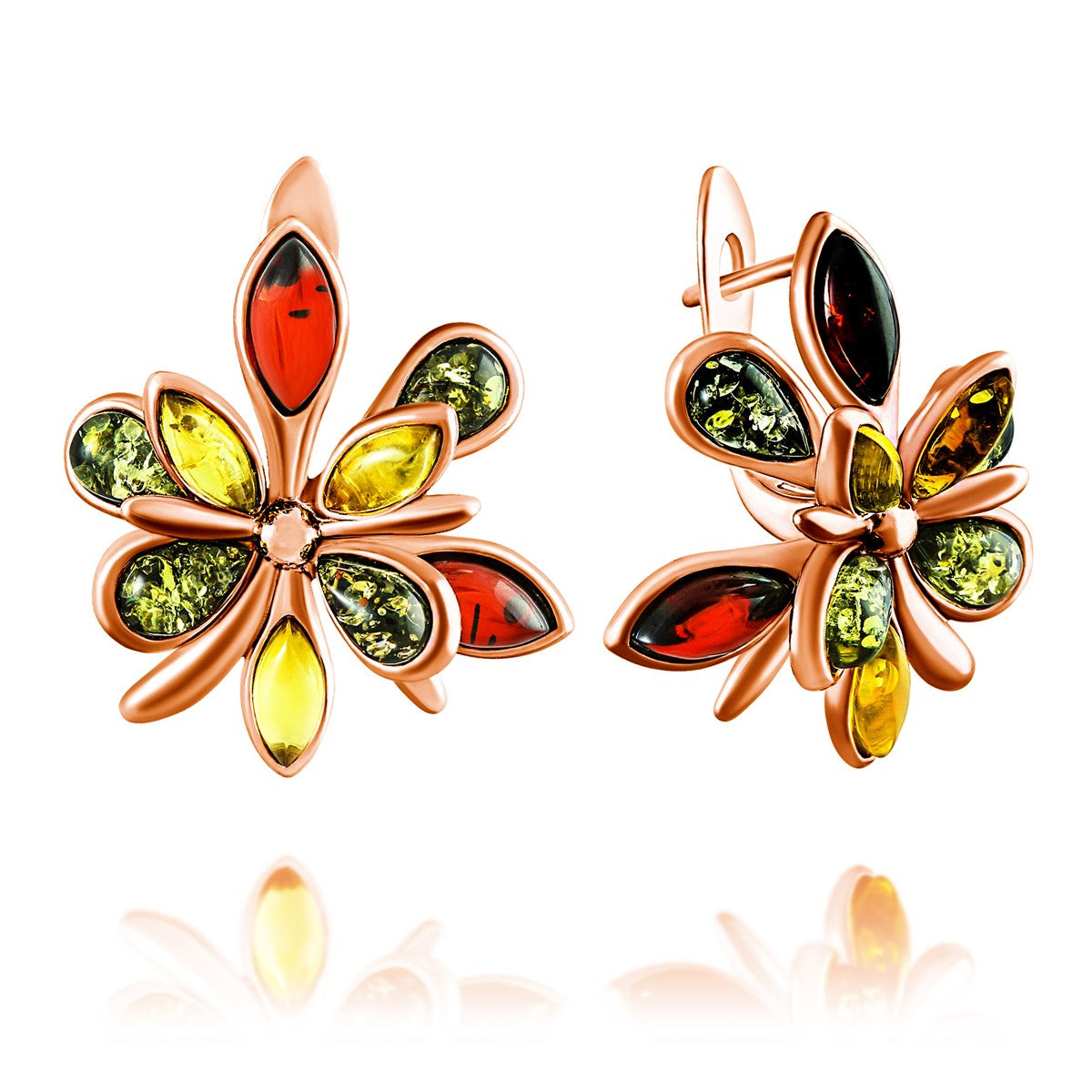 Marquise Mixed Amber Silver Earrings — DARVIN