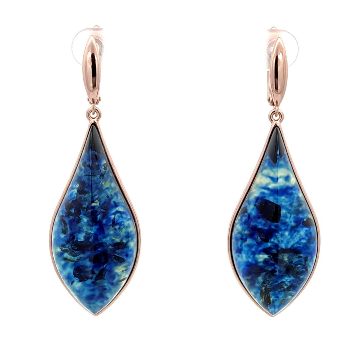 Treated Blue Amber Silver Earrings — DARVIN (Pre-Order)