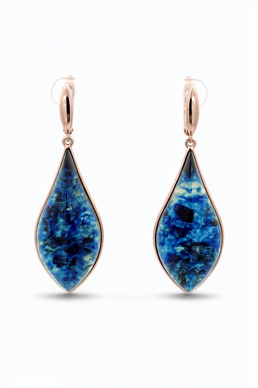 Treated Blue Amber Silver Earrings — DARVIN (Pre-Order)