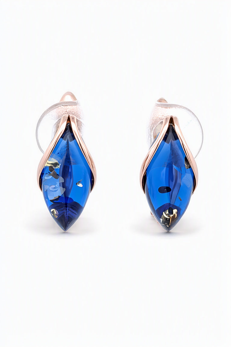 Marquise Sapphire Blue Amber Silver Earrings — DARVIN (Pre-Order)