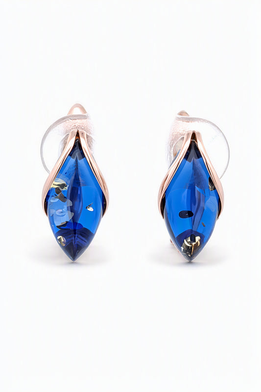 Marquise Sapphire Blue Amber Silver Earrings — DARVIN (Pre-Order)