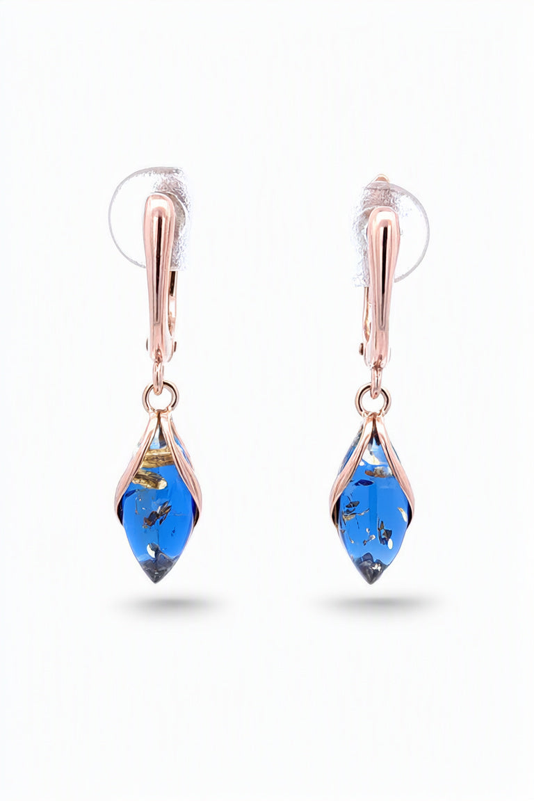 Marquise Sapphire Blue Amber Silver Earrings — DARVIN (Pre-Order)