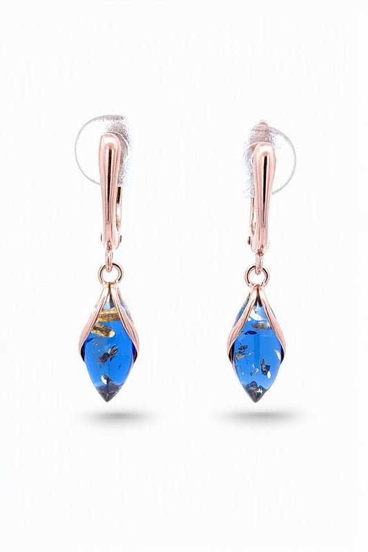Marquise Sapphire Blue Amber Silver Earrings — DARVIN (Pre-Order)