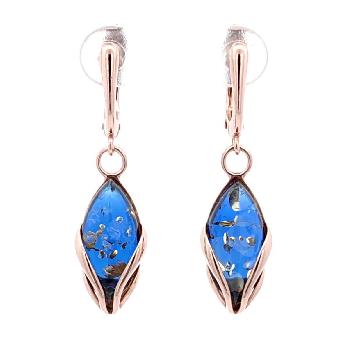 Marquise Sapphire Blue Amber Silver Earrings — DARVIN (Pre-Order)