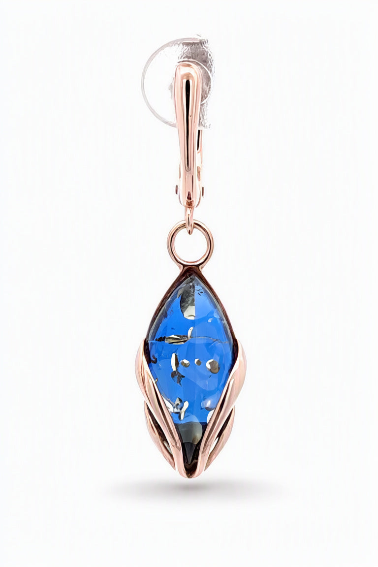 Marquise Sapphire Blue Amber Silver Earrings — DARVIN (Pre-Order)