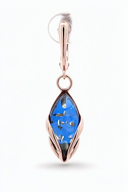 Marquise Sapphire Blue Amber Silver Earrings — DARVIN (Pre-Order)