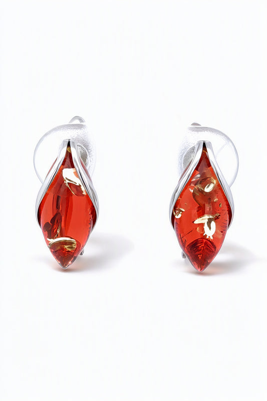 Marquise Ruby Red Amber Silver Earrings — DARVIN (Pre-Order)