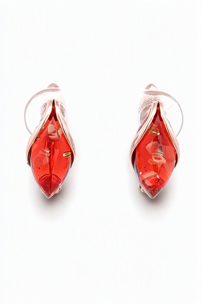 Marquise Ruby Red Amber Silver Earrings — DARVIN (Pre-Order)