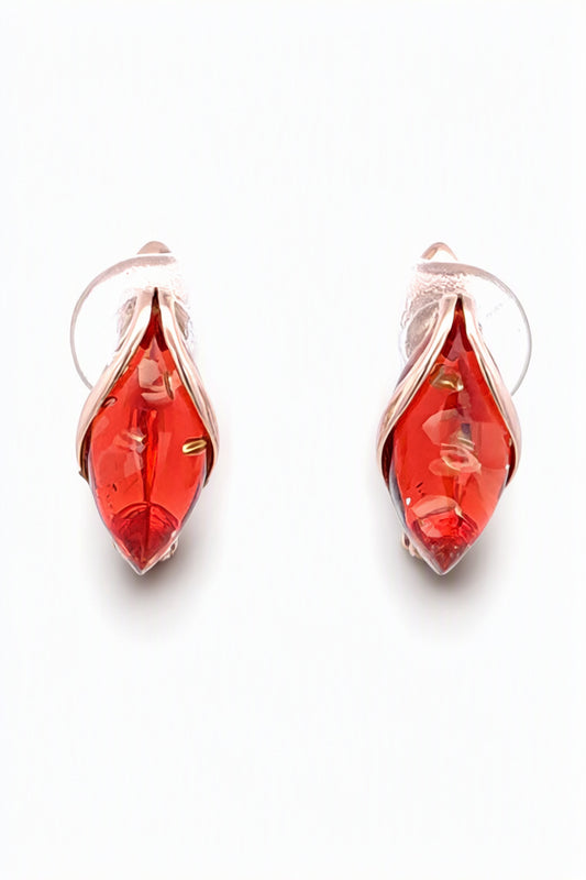 Marquise Ruby Red Amber Silver Earrings — DARVIN (Pre-Order)