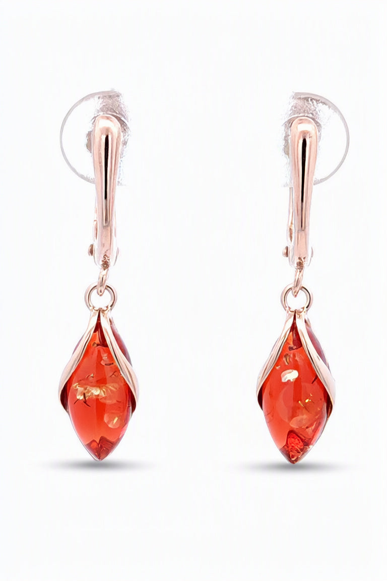 Marquise Ruby Red Amber Silver Earrings — DARVIN (Pre-Order)