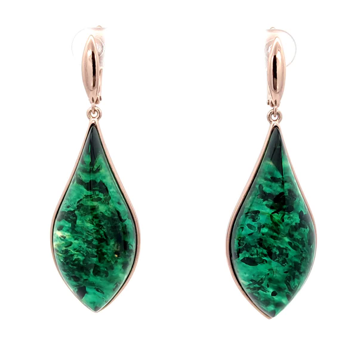 Treated Green Amber Silver Earrings — DARVIN (Pre-Order)