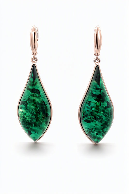 Treated Green Amber Silver Earrings — DARVIN (Pre-Order)