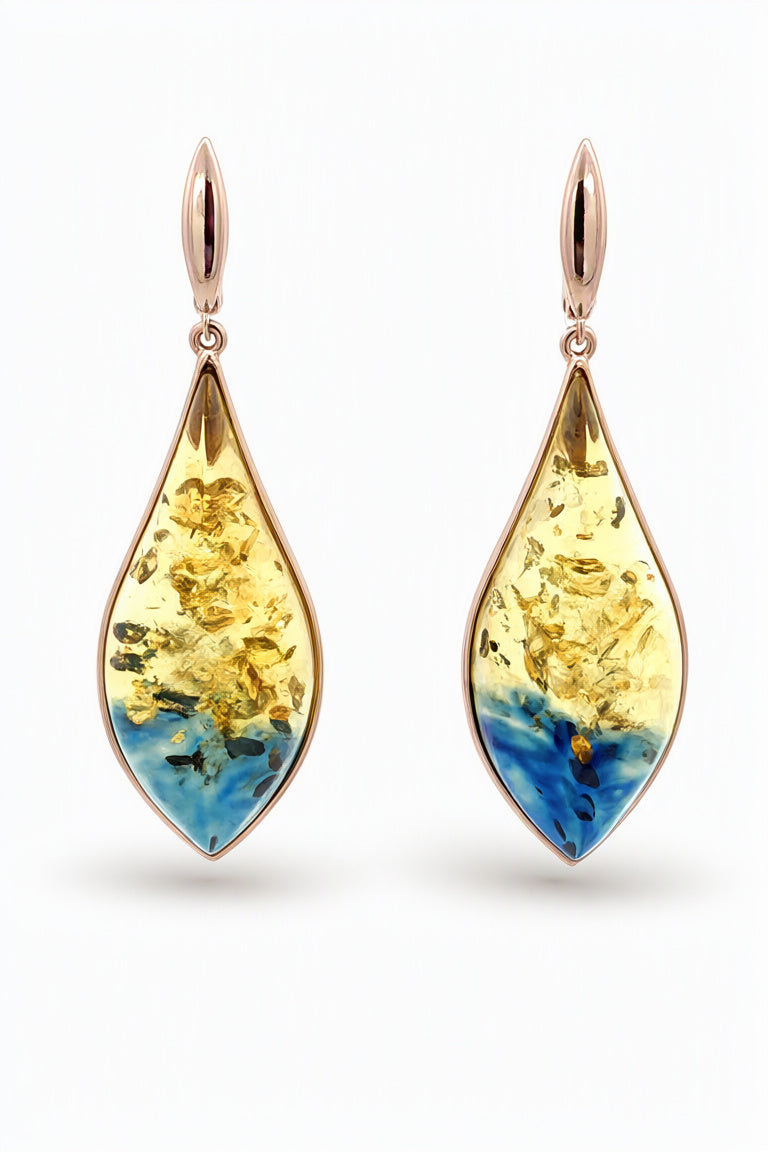 Lemon-Blue Amber Silver Earrings — DARVIN (Pre-Order)