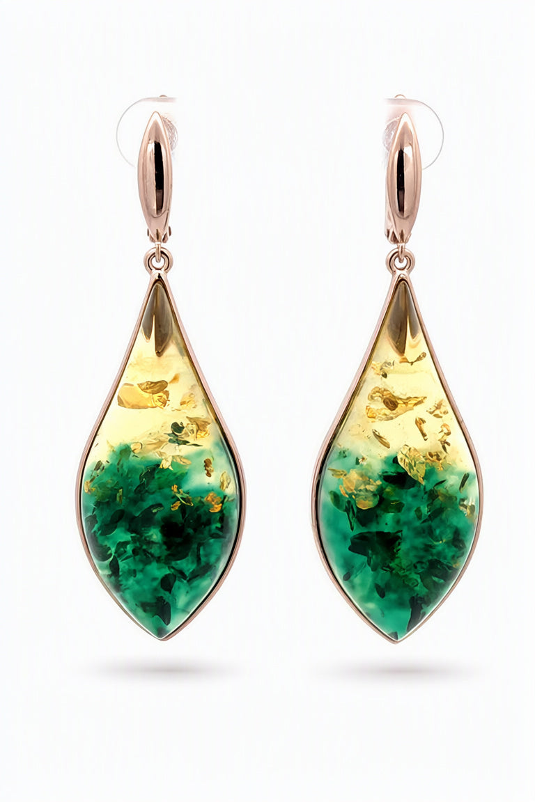 Lemon-Green Amber Silver Earrings — DARVIN (Pre-Order)