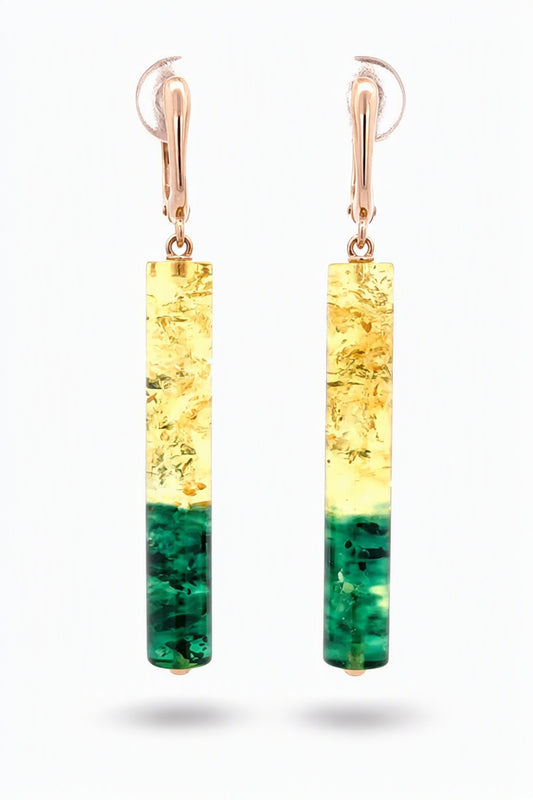 Lemon-Green Amber Silver Earrings — DARVIN (Pre-Order)