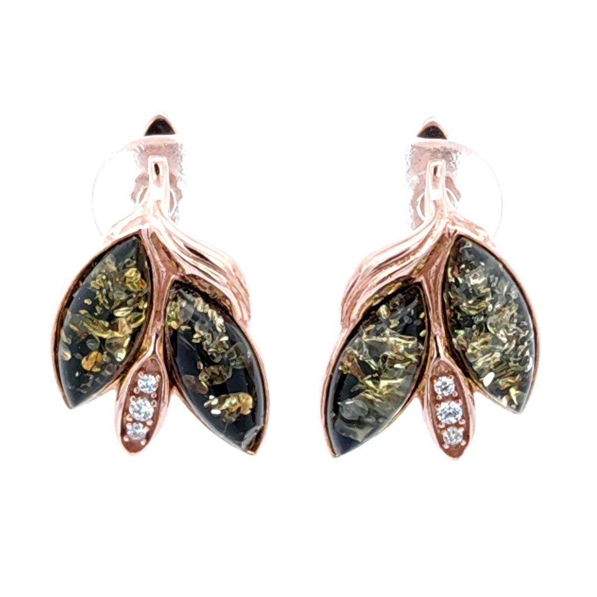 Marquise Green, Colorless Amber Silver Earrings — DARVIN (Pre-Order)