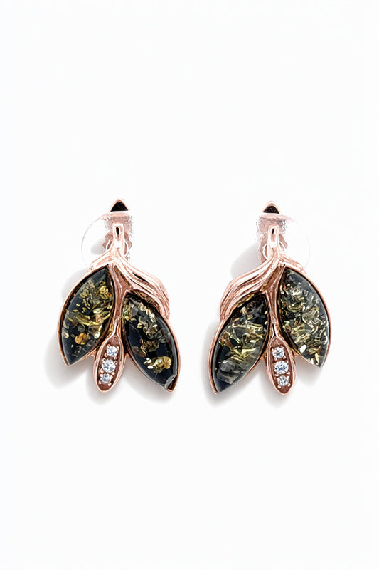 Marquise Green, Colorless Amber Silver Earrings — DARVIN (Pre-Order)