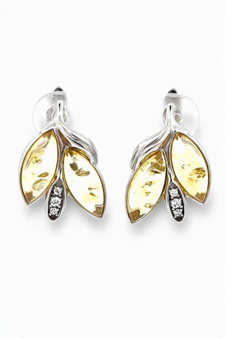 Marquise Lemon, Colorless Amber Silver Earrings — DARVIN (Pre-Order)