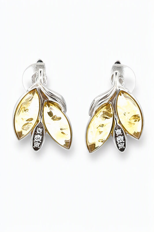 Marquise Lemon, Colorless Amber Silver Earrings — DARVIN (Pre-Order)