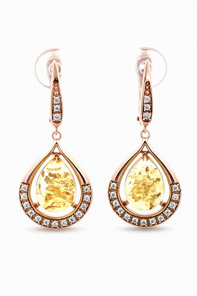 Teardrop Lemon, Colorless Amber Silver Earrings — DARVIN (Pre-Order)