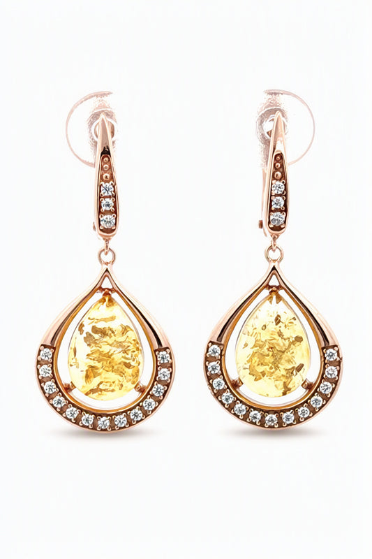Teardrop Lemon, Colorless Amber Silver Earrings — DARVIN (Pre-Order)