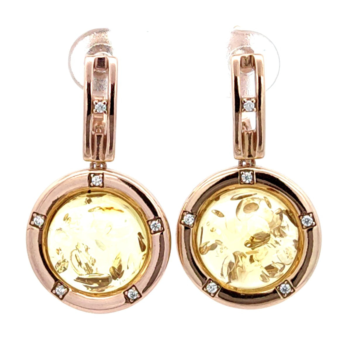 Round Lemon, Colorless Amber Silver Earrings — DARVIN (Pre-Order)