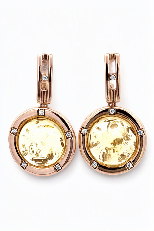 Round Lemon, Colorless Amber Silver Earrings — DARVIN (Pre-Order)