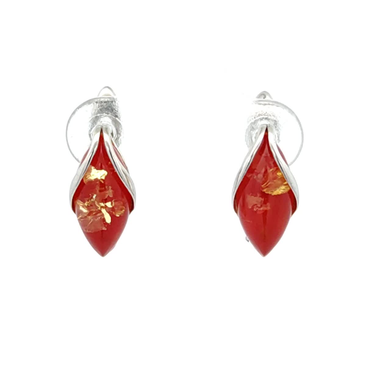 Marquise Pink Amber Silver Earrings — DARVIN (Pre-Order)