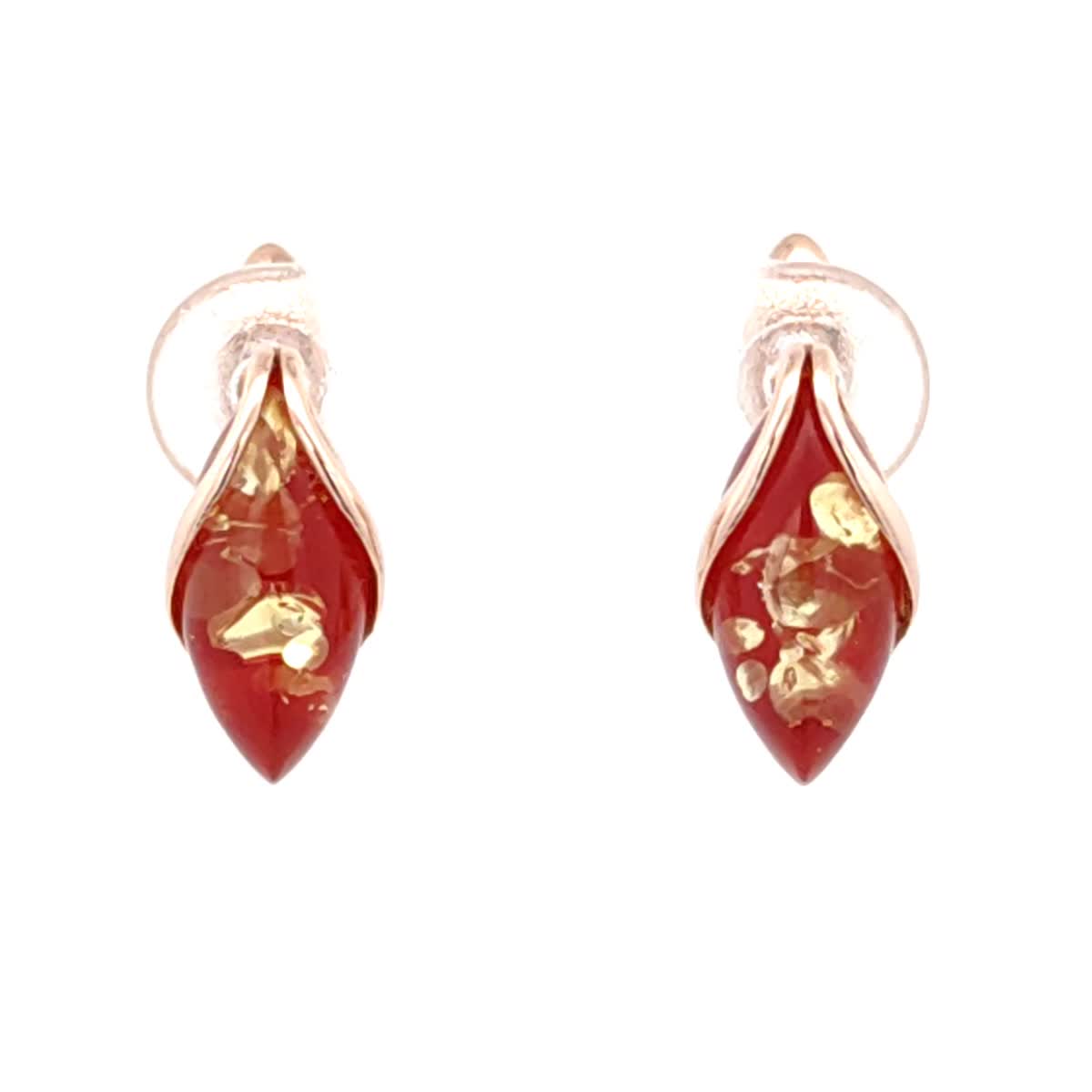 Marquise Pink Amber Silver Earrings — DARVIN (Pre-Order)