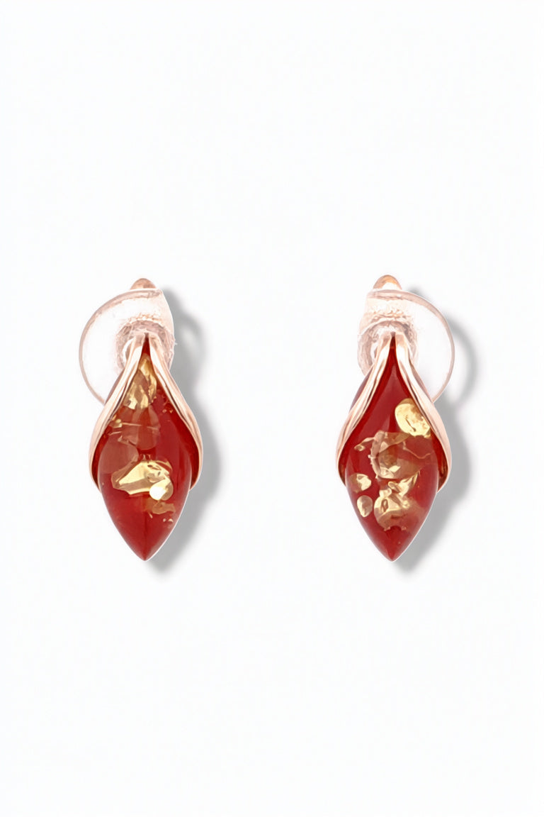 Marquise Pink Amber Silver Earrings — DARVIN (Pre-Order)