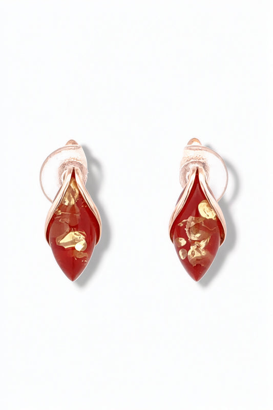 Marquise Pink Amber Silver Earrings — DARVIN (Pre-Order)