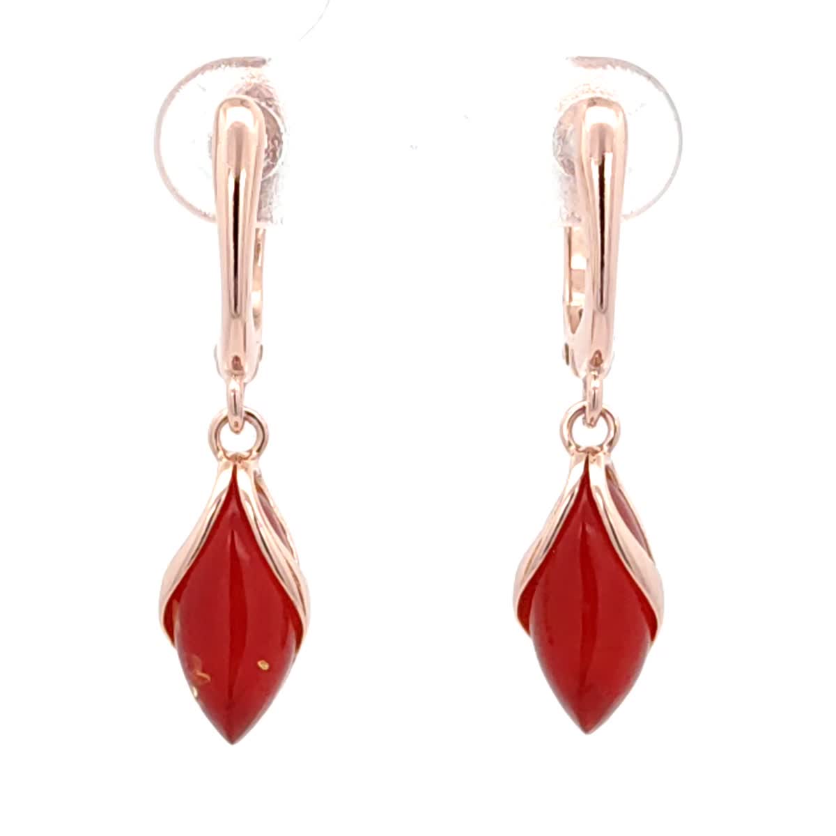 Marquise Pink Amber Silver Earrings — DARVIN (Pre-Order)
