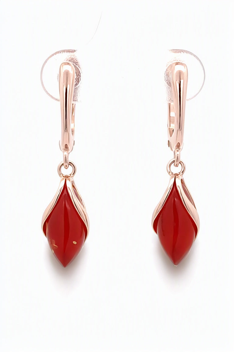 Marquise Pink Amber Silver Earrings — DARVIN (Pre-Order)