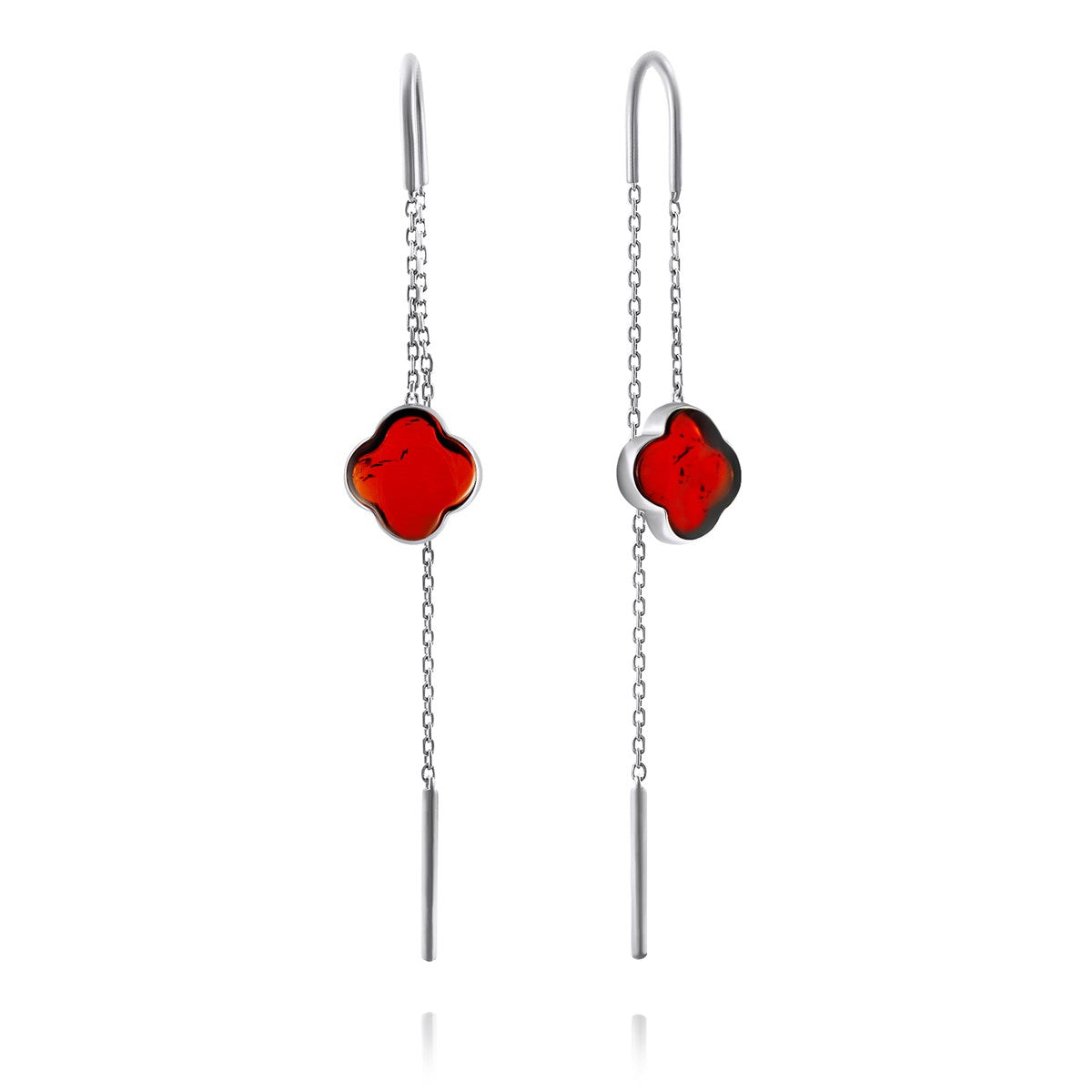 Cognac Amber Silver Threader Earrings — DARVIN (Pre-Order)