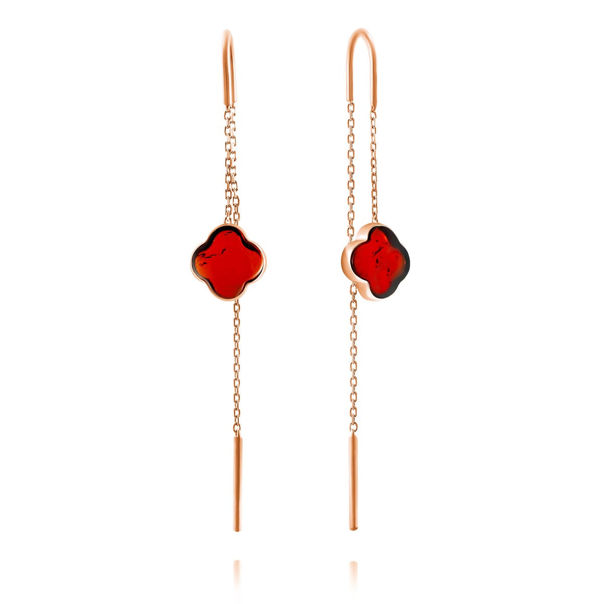 Cognac Amber Silver Threader Earrings — DARVIN (Pre-Order)