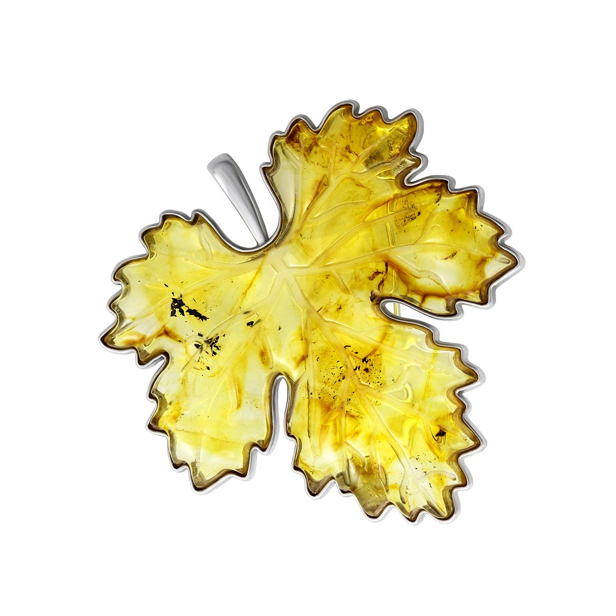 Cognac Amber Silver Brooch Pendant — DARVIN (Pre-Order)