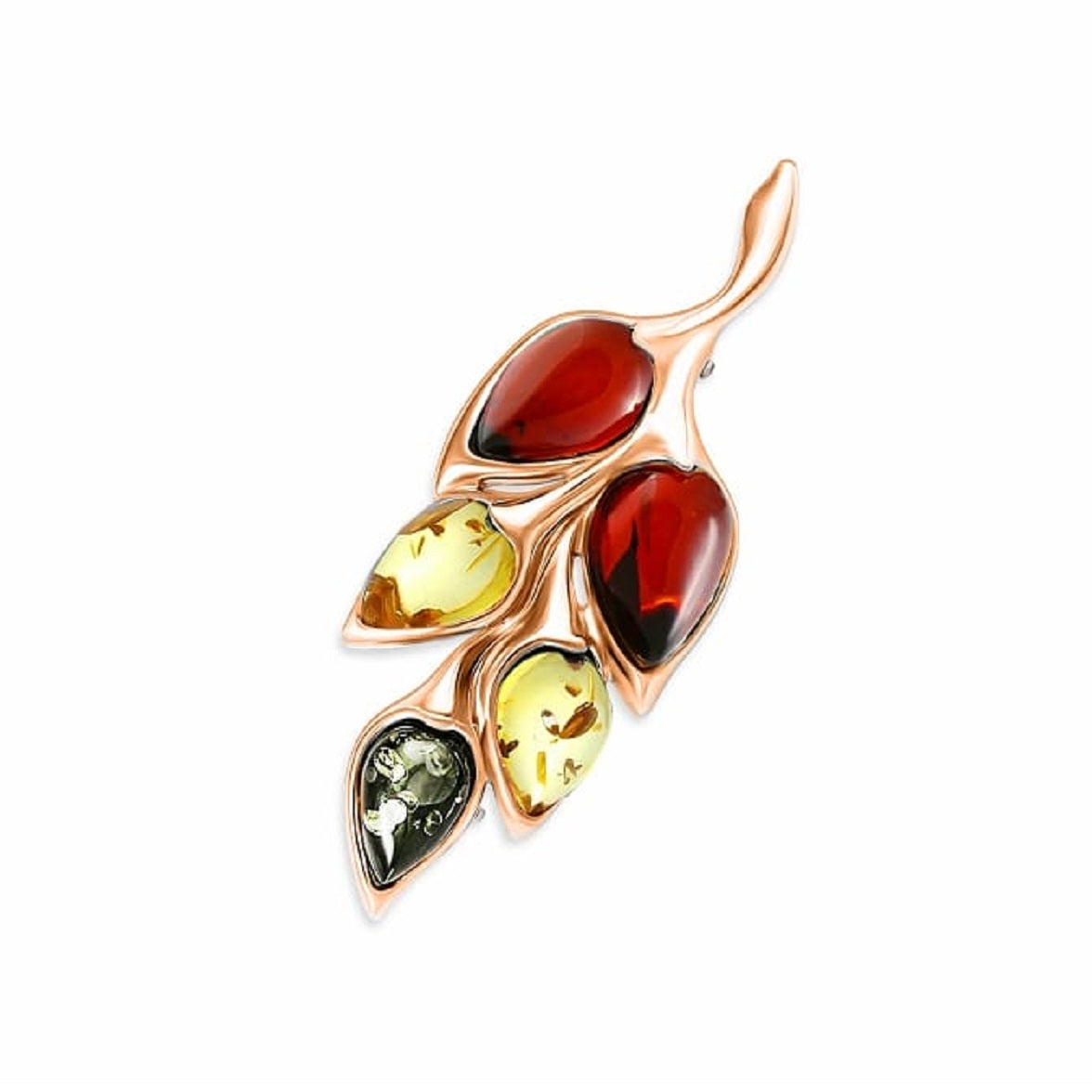 Teardrop Mixed Amber Silver Brooch Pendant — DARVIN