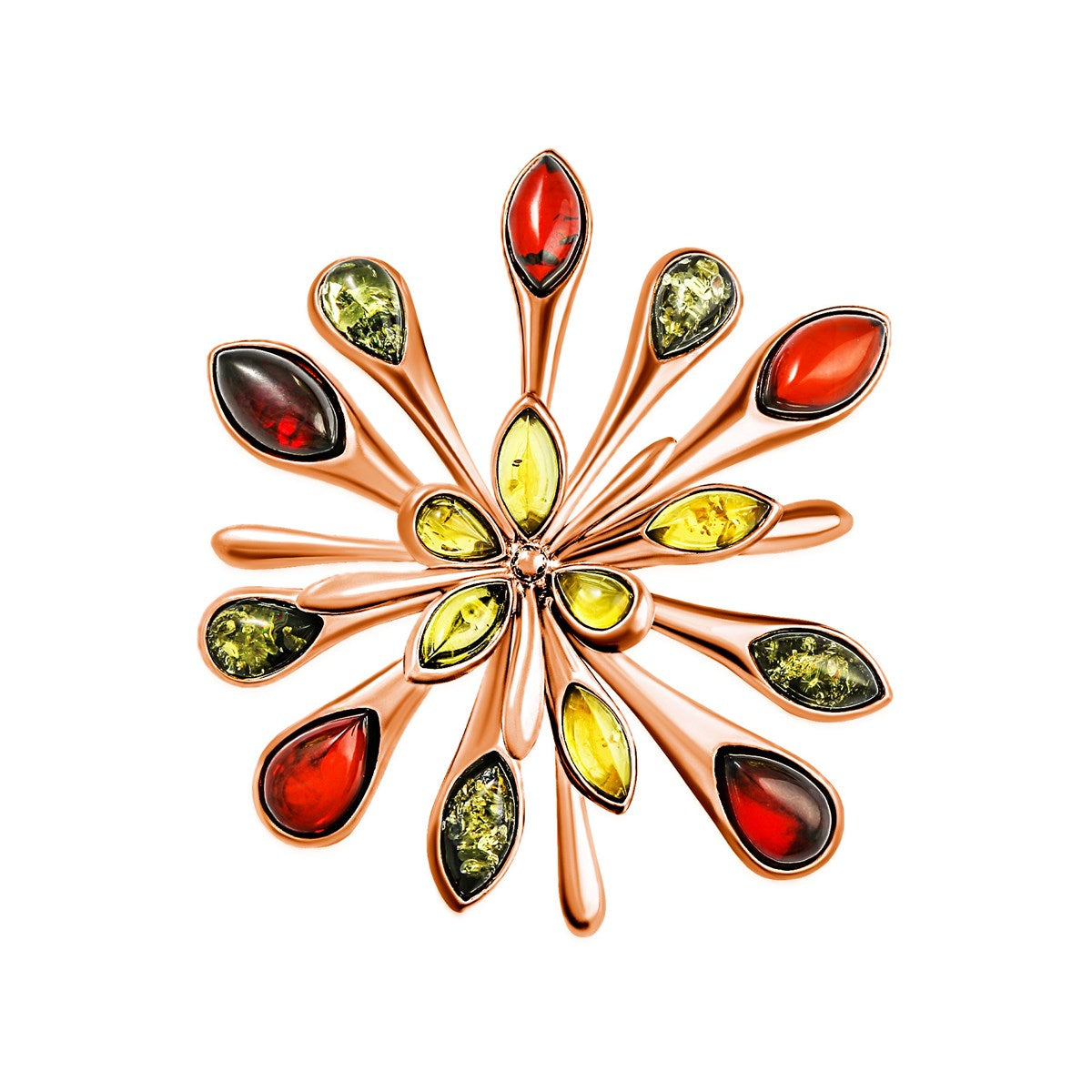 Marquise Mixed Amber Silver Brooch Pendant — DARVIN (Pre-Order)