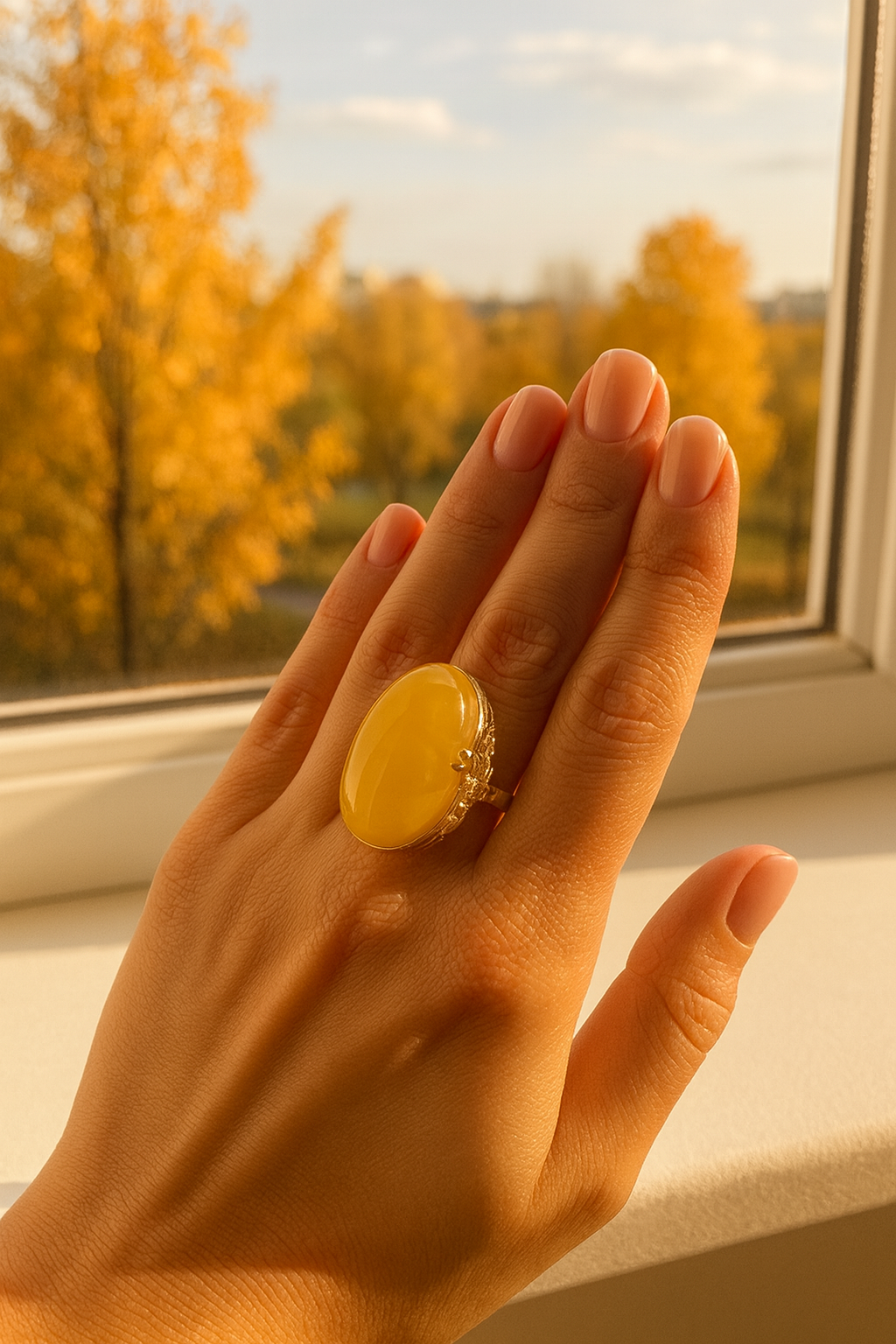 Honey Amber Royal Bloom Ring