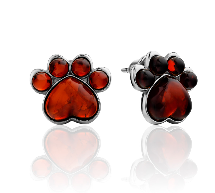 Amber Paw Earrings