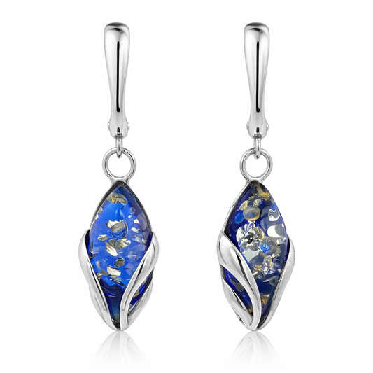 Snowdrop Earrings 925 Sterling Silver Caribbean Amber Darvin