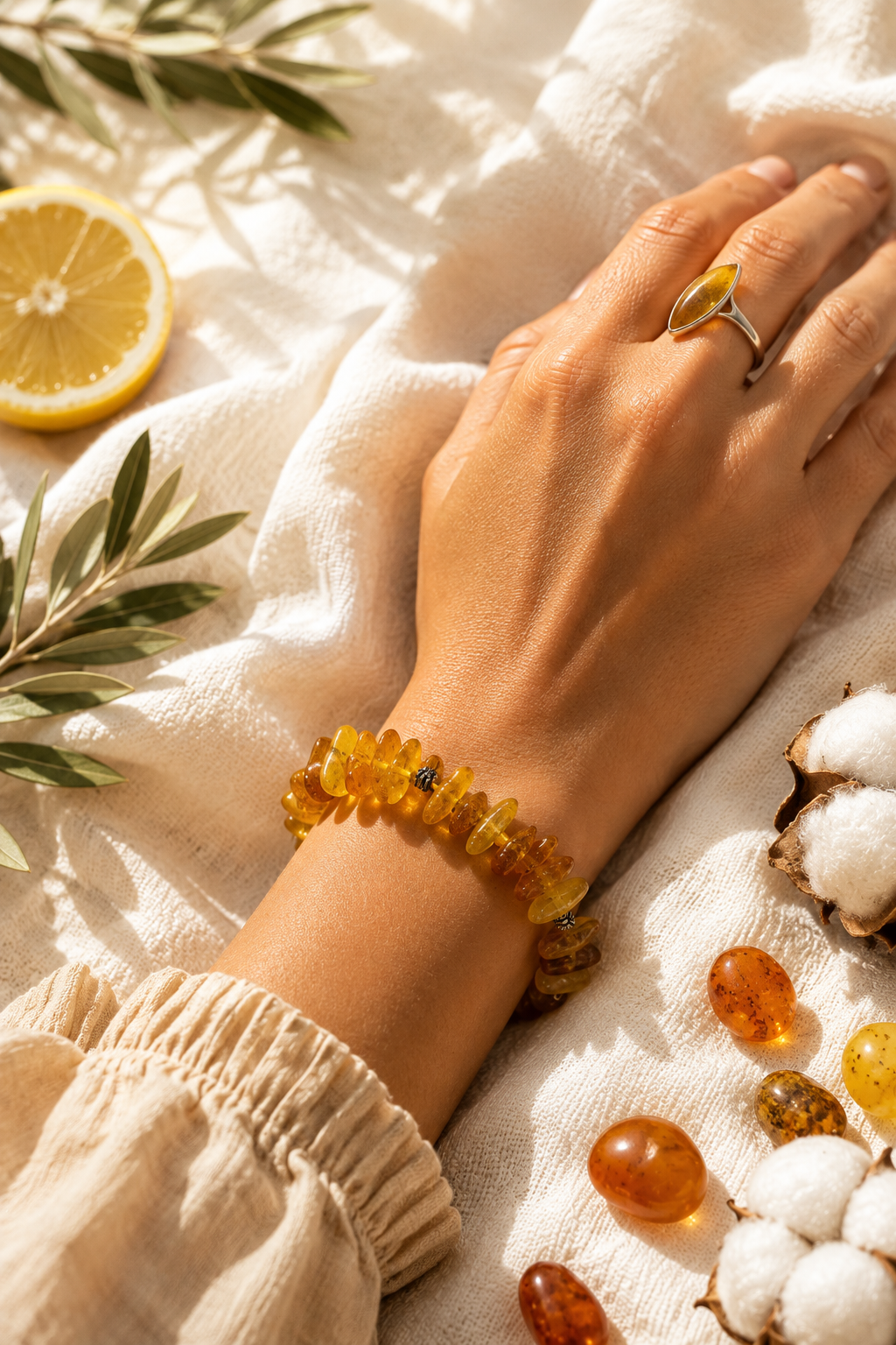 Golden Honey – Natural Solid Baltic Amber Bracelet