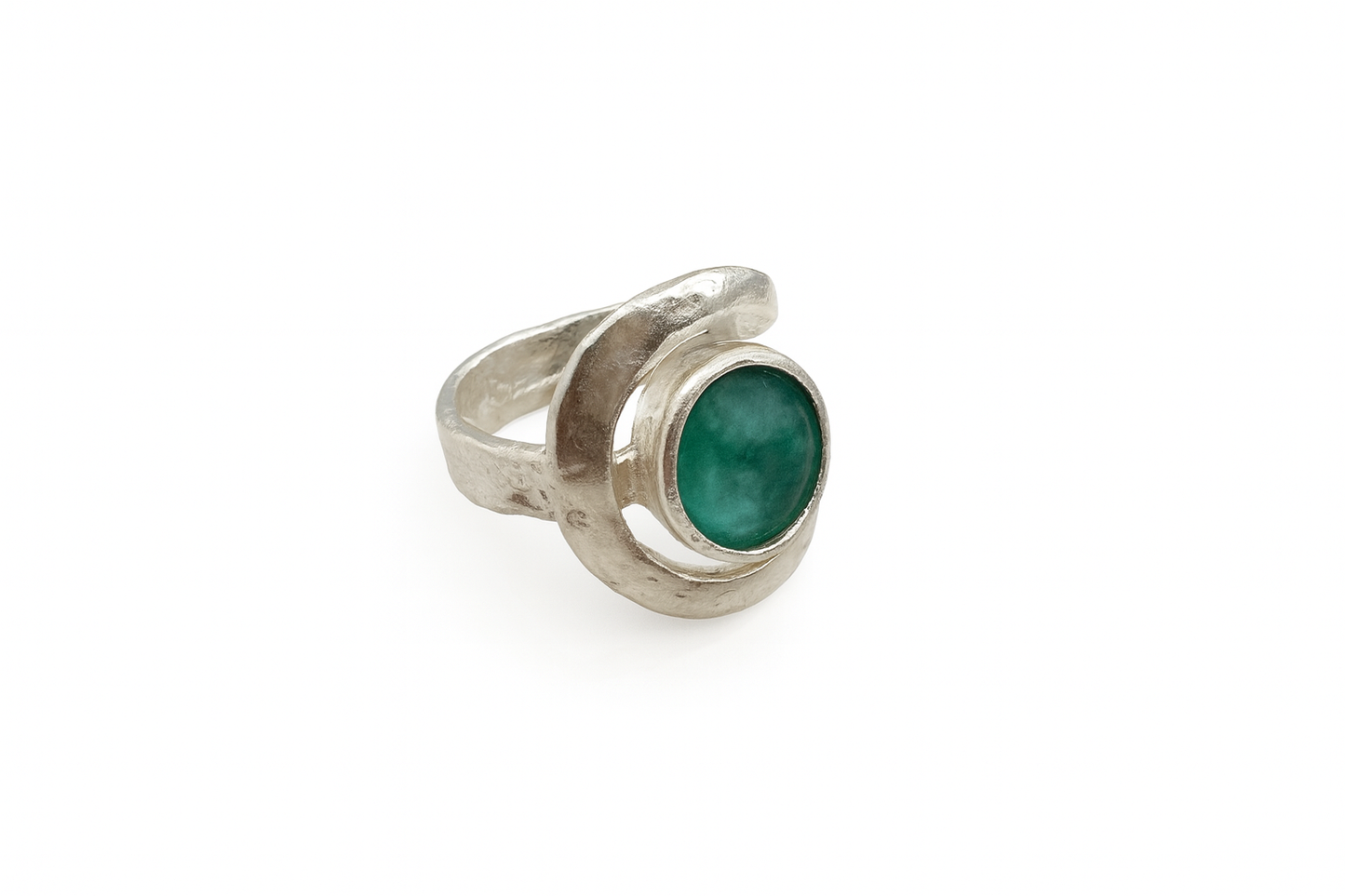 Waves of Time — Sterling Silver Ring with Roman Glass