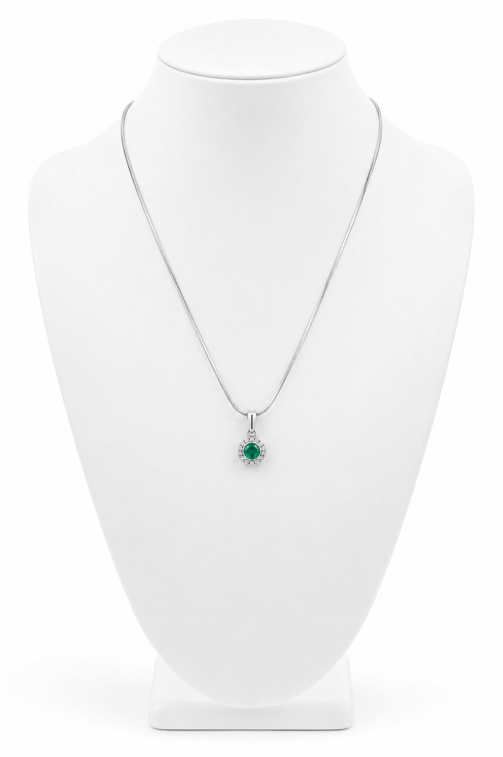 Emerald Halo Agate Pendant Necklace – Sterling Silver