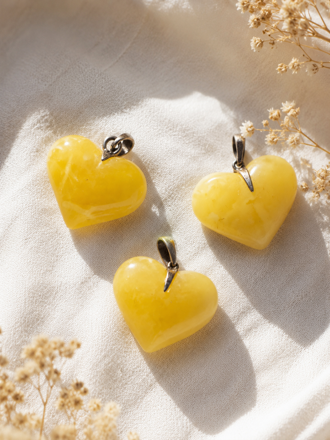 Handmade Baltic Amber Heart Pendant