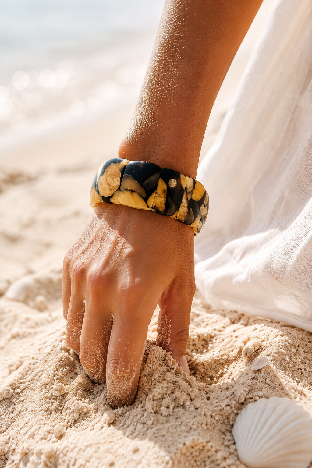 Dalmatian Collection — Handmade Amber Mosaic Bracelet