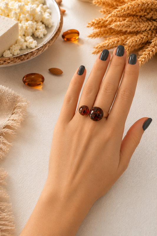 Kiss Amber Sphere Ring