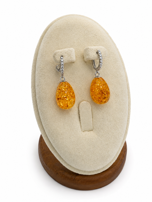 Amber Drop Baltic Amber Earrings